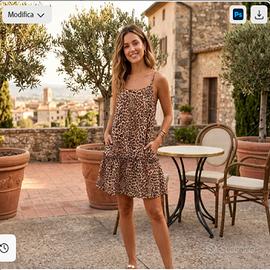 Vestito leopardato con balza taglia XL , nuovo