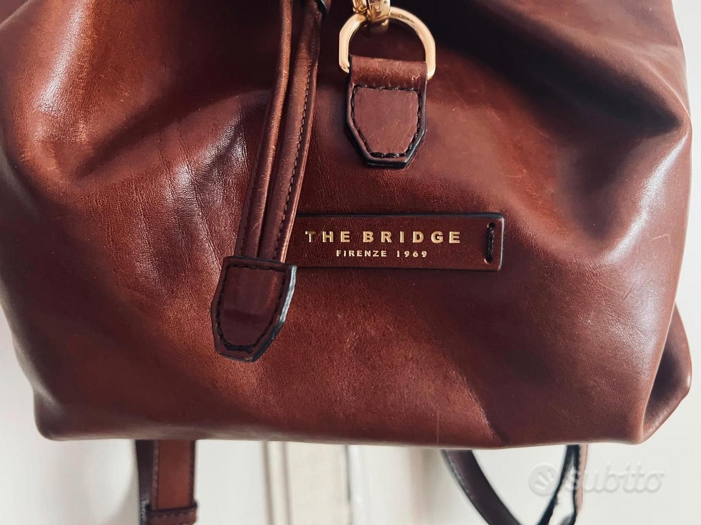 Cuoio The Bridge Zaino Usato Borsa Cartella Da Lavoro The Bridge