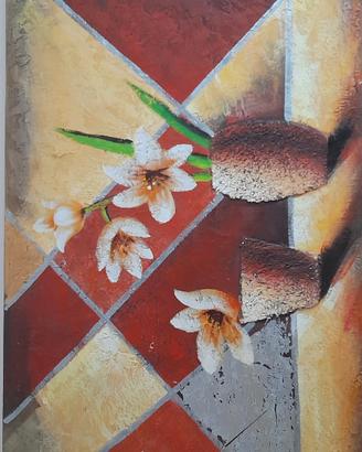 Quadro Moderno Grande 140x70cm fiori 3D