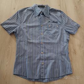 camicia maniche corte righe azzurre L