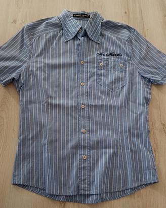 camicia maniche corte righe azzurre L