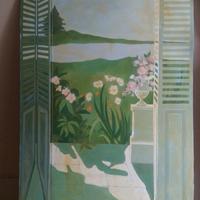 Trompe l' oeil anta per armadio a muro su legno