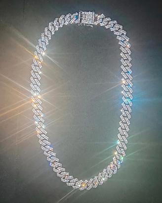 💎 Collana Cubana Iced 14mm Silver | 20 inch /51cm