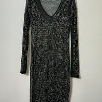 Mini abito nero trasparente con strass