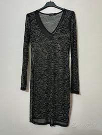 Mini abito nero trasparente con strass
