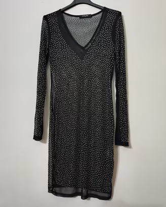 Mini abito nero trasparente con strass