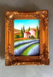 Quadro dipinto a mano con cornice in legno 