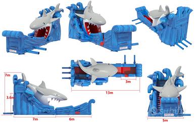 Gioco gonfiabile shark water slide in pvc