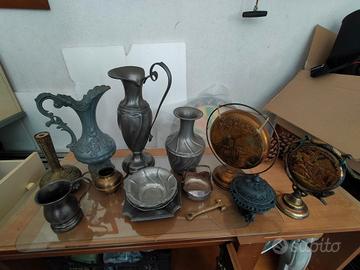 oggetti in peltro e ottone