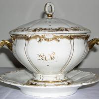 Zuppiera ceramica antica Laveno decori in oro