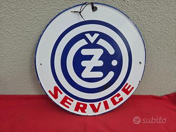 Insegna smaltata CZ moto cross epoca