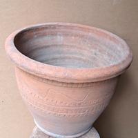 Vaso rotondo con greca terracotta vintage 