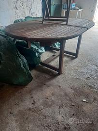 Tavolo giardino con 8 sedie in legno tech