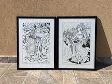 Coppia di quadri muse