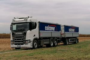 Scania r 500 trilaterale + rimorchio bilaterale
