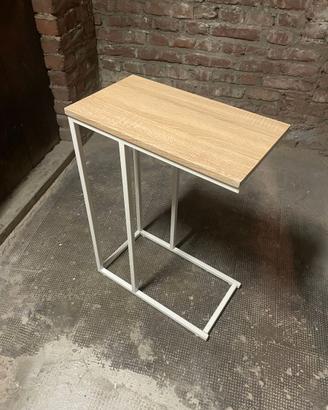 Tavolino a C salvaspazio WOLTU – Rovere e Bianco