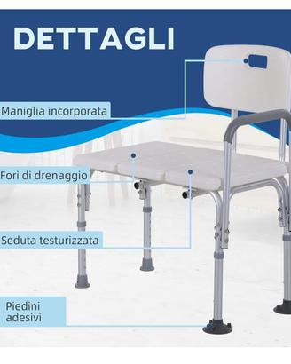 Sedia da vasca da bagno con altezza regolabile
