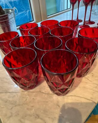 12 bicchieri acqua rosso rubino