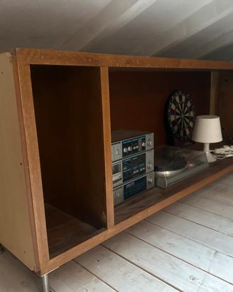 Mobiletto - Scaffale legno basso, lungo 215 cm