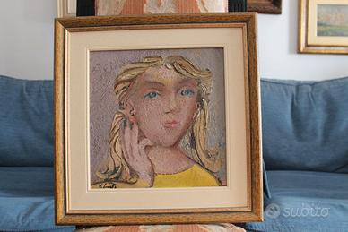 Dinetto Lino - olio su tavola – Ritratto di donna