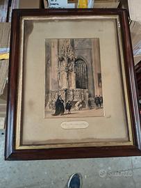 Litografia Haghe 1840 Nuremberg cornice mogano