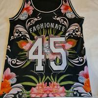 Canotta nera con motivo floreale 