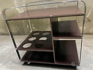 Carrello bar anni '70 formica marrone