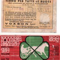 2 biglietti antichi - Lotteria Agnano 1968 e Lotto