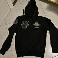 Felpa blu, uomo con cappuccio