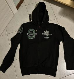 Felpa blu, uomo con cappuccio