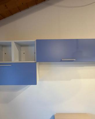 Mobile pensile da parete blu e bianco – composizio