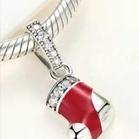 Charms Calza Natalizia, argento 925 e zirconi veri