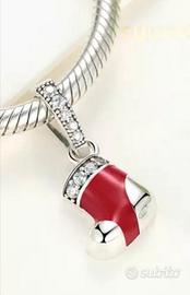 Charms Calza Natalizia, argento 925 e zirconi veri
