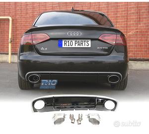 DIFFUSORE AUDI A4 B8 11-15 LOOK RS4 DOPPIA USCITA
