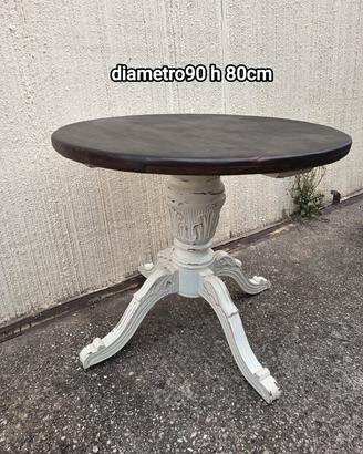 vecchio tavolo rotondo shabby industrial