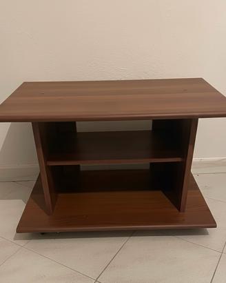 Mobile porta TV in legno con ripiani e ruote