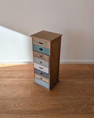 Cassettiera 7 cassetti in stile Vintage Shabby 