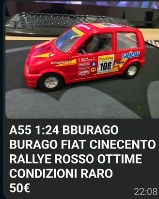 Modellino sc.1:24 della Fiat Cinquecento Rally