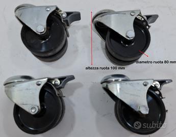 Ruote carrello n.4 atez.100mm diametro ruota 80mm