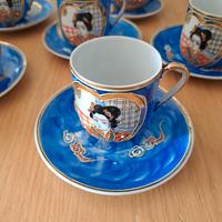 5 tazzine caffe più lattiera ,Geisha Japan vintage