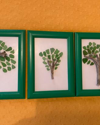 Set tre quadri vetri di mare alberi
