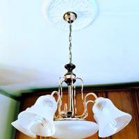LAMPADARIO BAGNO ORO ITALIANO COPPE TRASLUCIDE