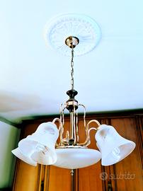 LAMPADARIO BAGNO ORO ITALIANO COPPE TRASLUCIDE