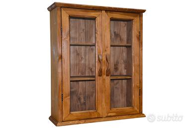 vetrina pensile e d'appoggio in legno arte povera