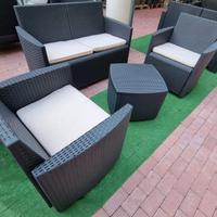 Set Relax Rattan Nero o Bianco Tavolo Contenitore 