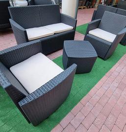 Set Relax Rattan Nero o Bianco Tavolo Contenitore 