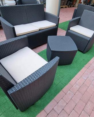 Set Relax Rattan Nero o Bianco Tavolo Contenitore 