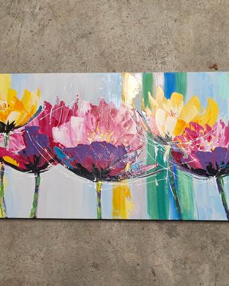 Quadro Agave con fiori 140x70