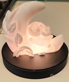 Lampada da tavolo/comodino con coniglio e luna