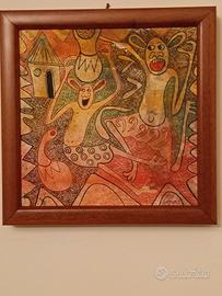 George Lilanga dipinto su pelle di capra